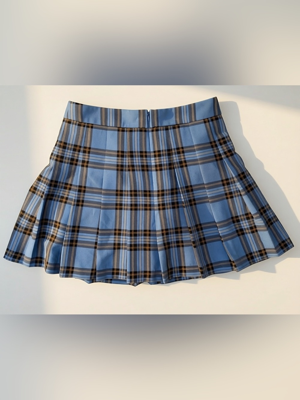 Sunday Best Blue Plaid Pleated Mini Skirt Size 4 Preppy Academia Y2K Fall Indie - Picture 4 of 4